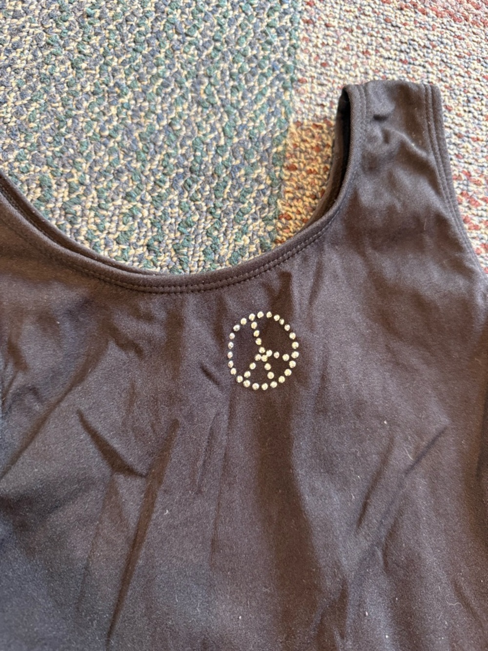 Kids gymnastics leotard/biketard, black tank medium - Picture 2 of 4